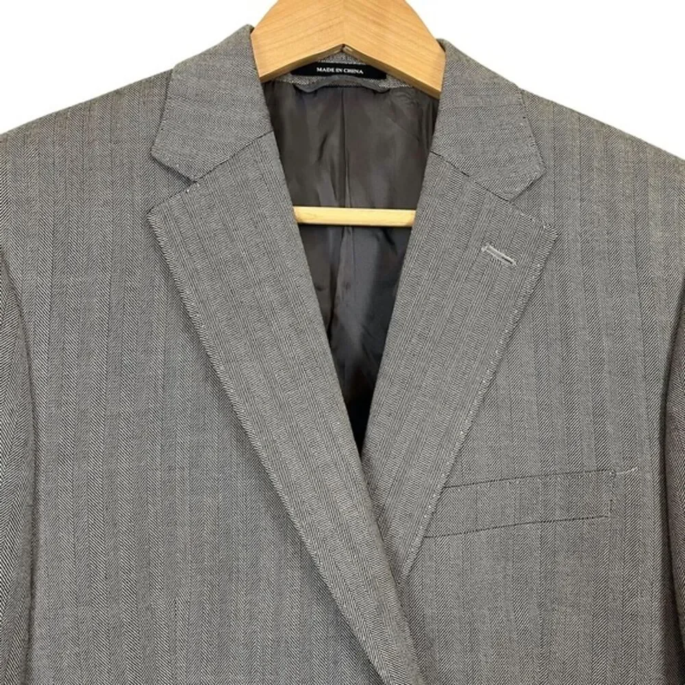 Lauren Ralph Lauren Slim Men's Herringbone Silk Wool 2 Button Blazer Jacket 40 L